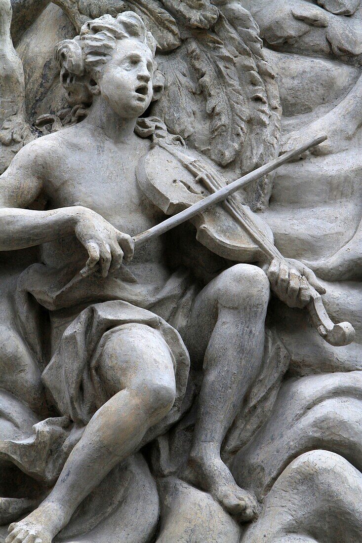 Angel musician playing the violin, Saint-Jacques Church, Prague, Czech Republic