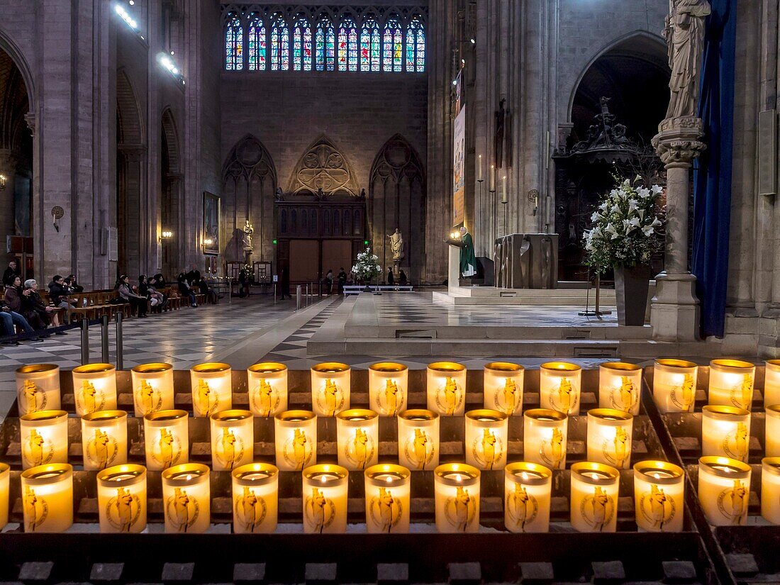 France, Paris, interior of Notre dame de Paris church