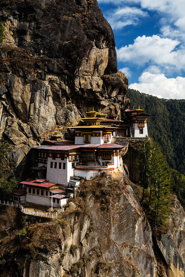 Buildings on rocky remote hillside, Paro, Western Bhutan, Bhutan
