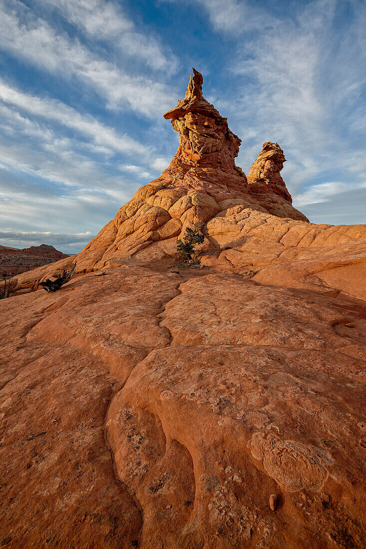 Sandstone formations under clouds, Coyote Buttes Wilderness, Vermilion Cliffs National Monument, Arizona, United States of America, North America