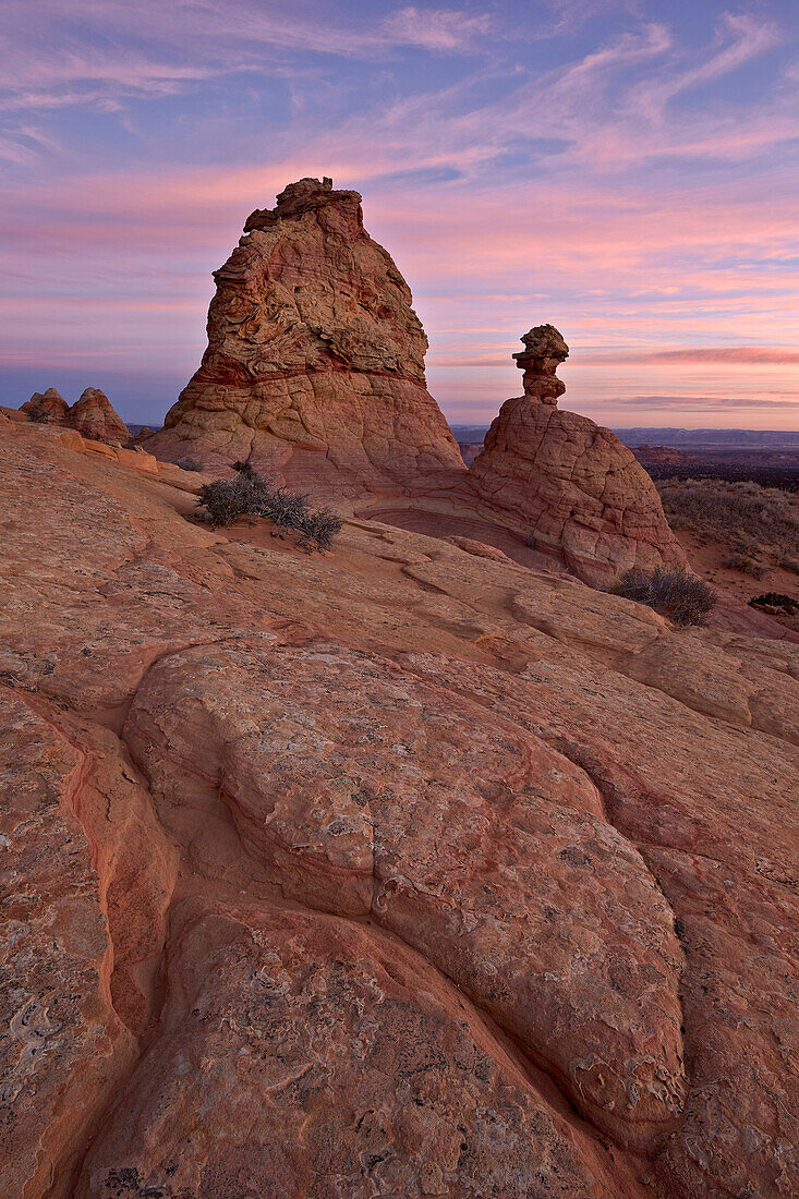 Sandstone formations at sunrise, Coyote Buttes Wilderness, Vermilion Cliffs National Monument, Arizona, United States of America, North America