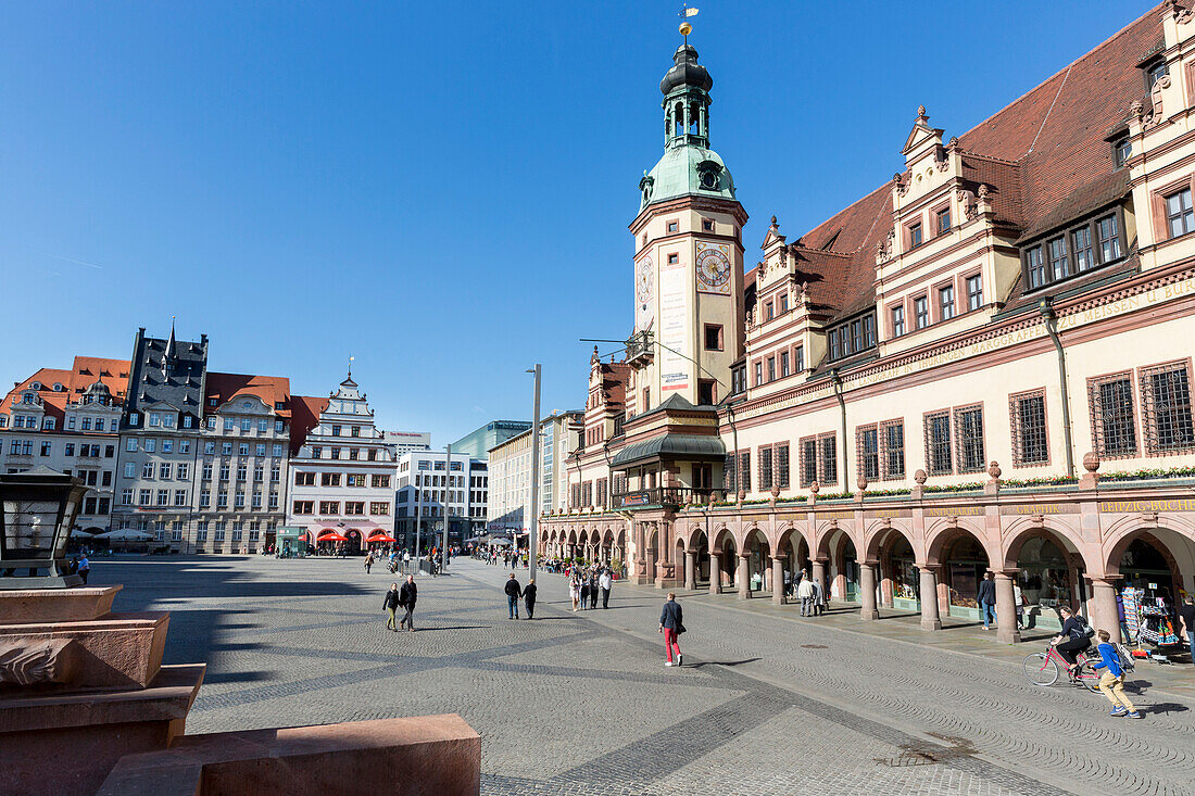 Marktplatz mit Altem Rathaus, altes, Hieronymus Lotter, Leipzig, Sachsen, Deutschland, Europa