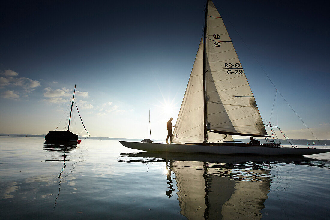 Schaerenkreuzer, skerry cruiser on lake Starnberg, Upper Bavaria, Bavaria, Germany