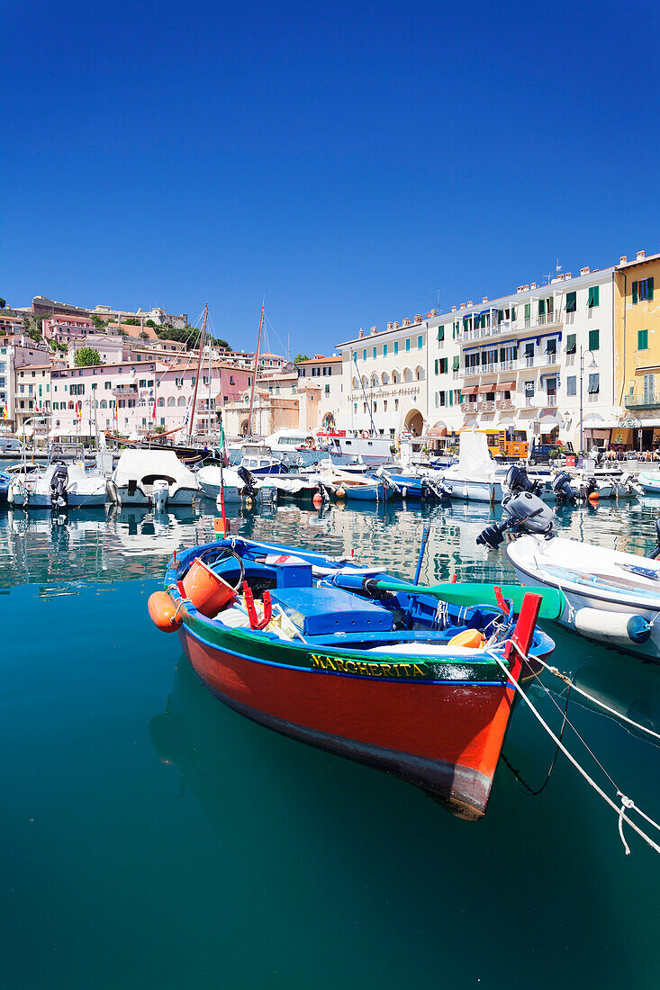 Harbour with fishing boats, Portoferraio, Island of Elba, Livorno Province, Tuscany, Italy, Mediterranean, Europe