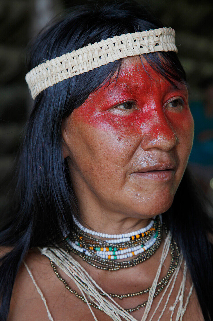 Native Huaorani people at Yasuni National Park, Amazon, Ecuador, South America