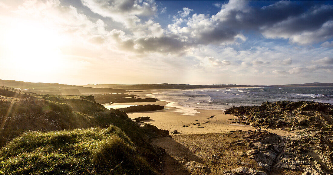 Sunrise at Gwithian Beach, Cornwall, England, United Kingdom, Europe