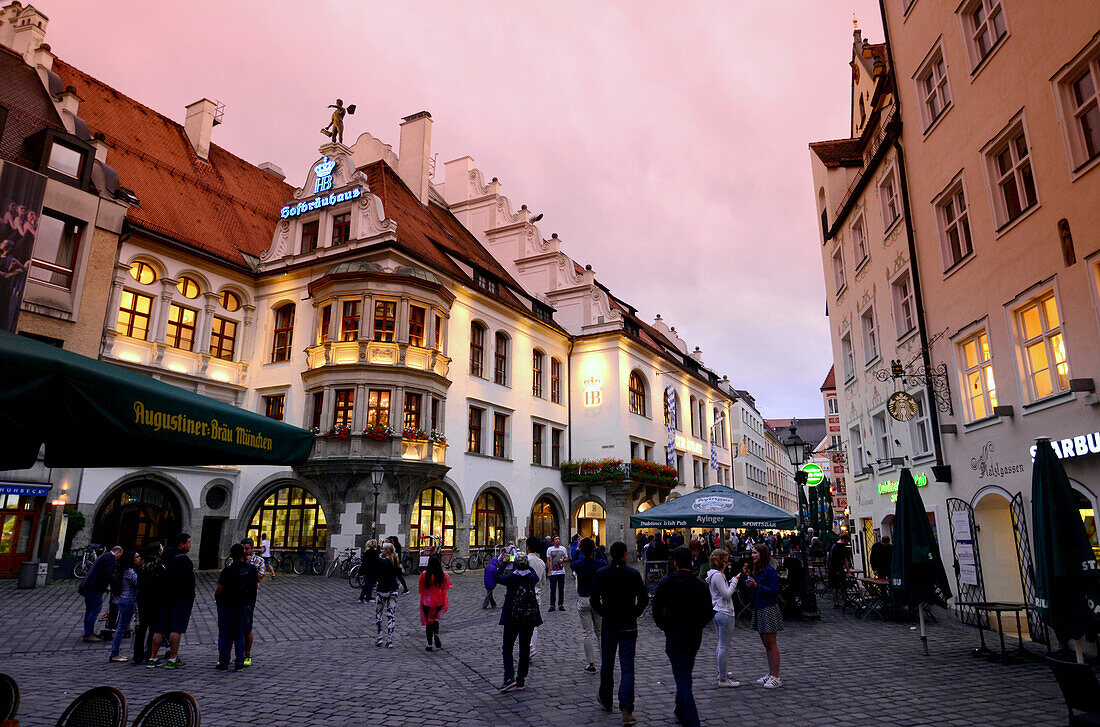 at Platzl square with Hofbrauhaus, Munich, Bavaria, Germany