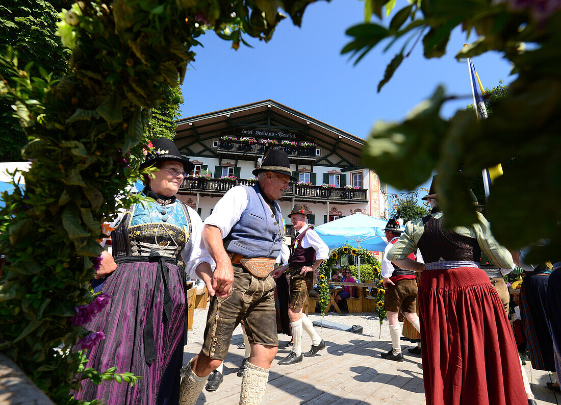 Dancing in costume in Schliersee, Upper Bavaria, Bavaria, Germany