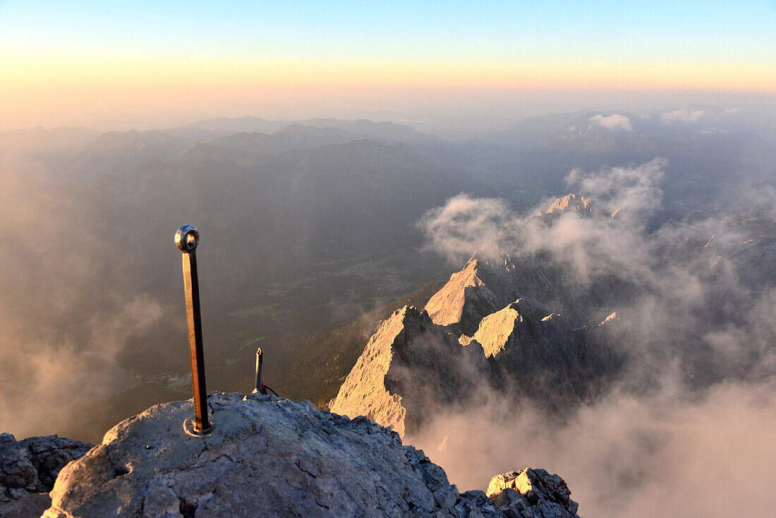 Summit cross on the Summit of the Zugspitze, Zugspitze, Garmisch-Partenkirchen, Upper Bavaria, Bavaria, Germany