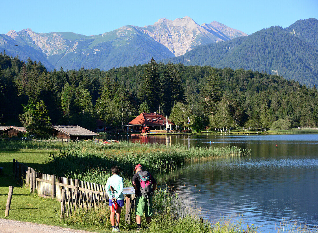 Lautersee mit Karwendel bei Mittenwald, Oberbayern, Bayern, Deutschland