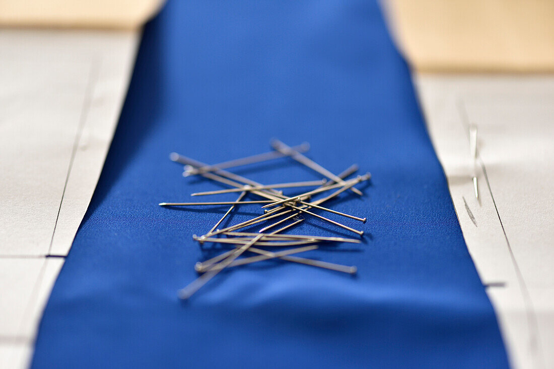 Material and pins, Dressmaking in Hamburg, Germany