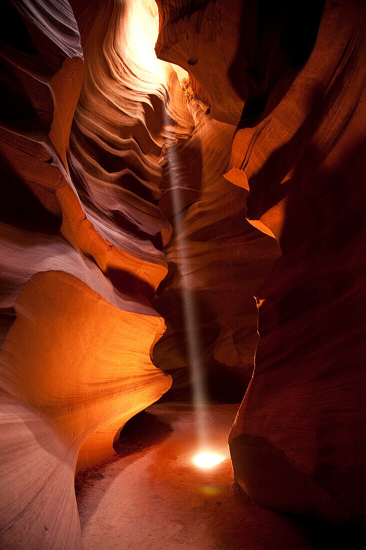 Sunlight through ornate rock formations in Antelope Canyon, Page, Arizona, United States