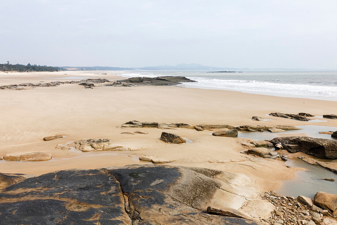 Sandy beach on Kinmen Island, rock, Kinmen County, Kinmen Island, Quemoy, Taiwan, Asia