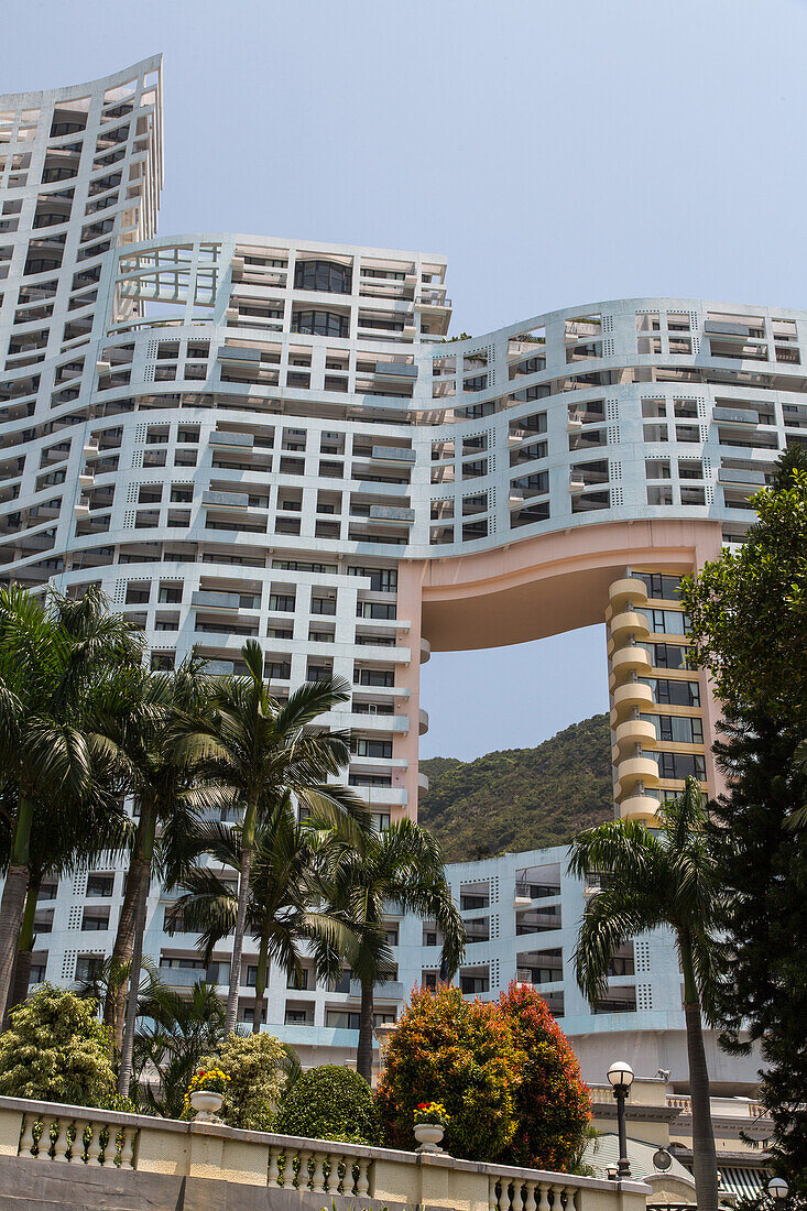modern luxury apartments built according to Feng Shui rules, geomancy, with opening for the dragon to pass through, Repulse Bay, Hong Kong, China, Asia