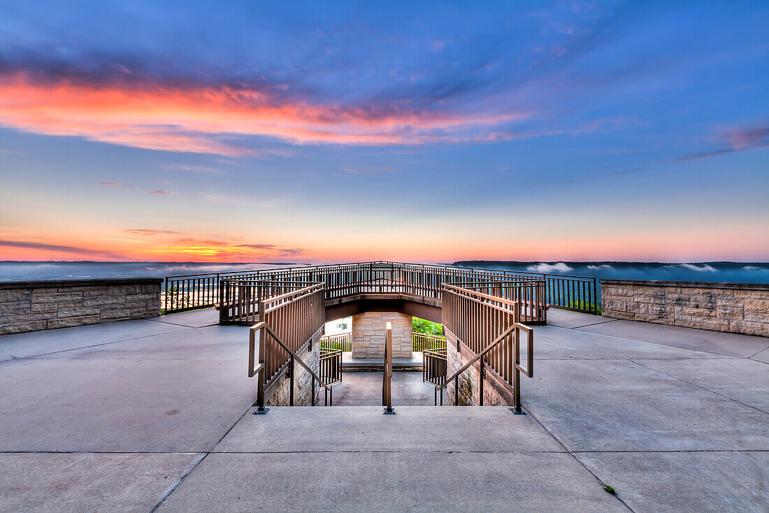 Viewing platform overlooking the Mississippi River at Pikes Peak State Park, near McGregor, Iowa, United States of America