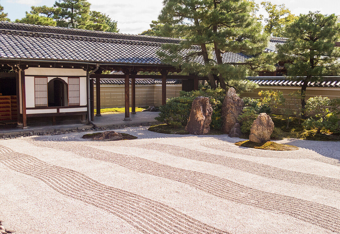 Japanese temple with rock garden, Kyoto, Japan