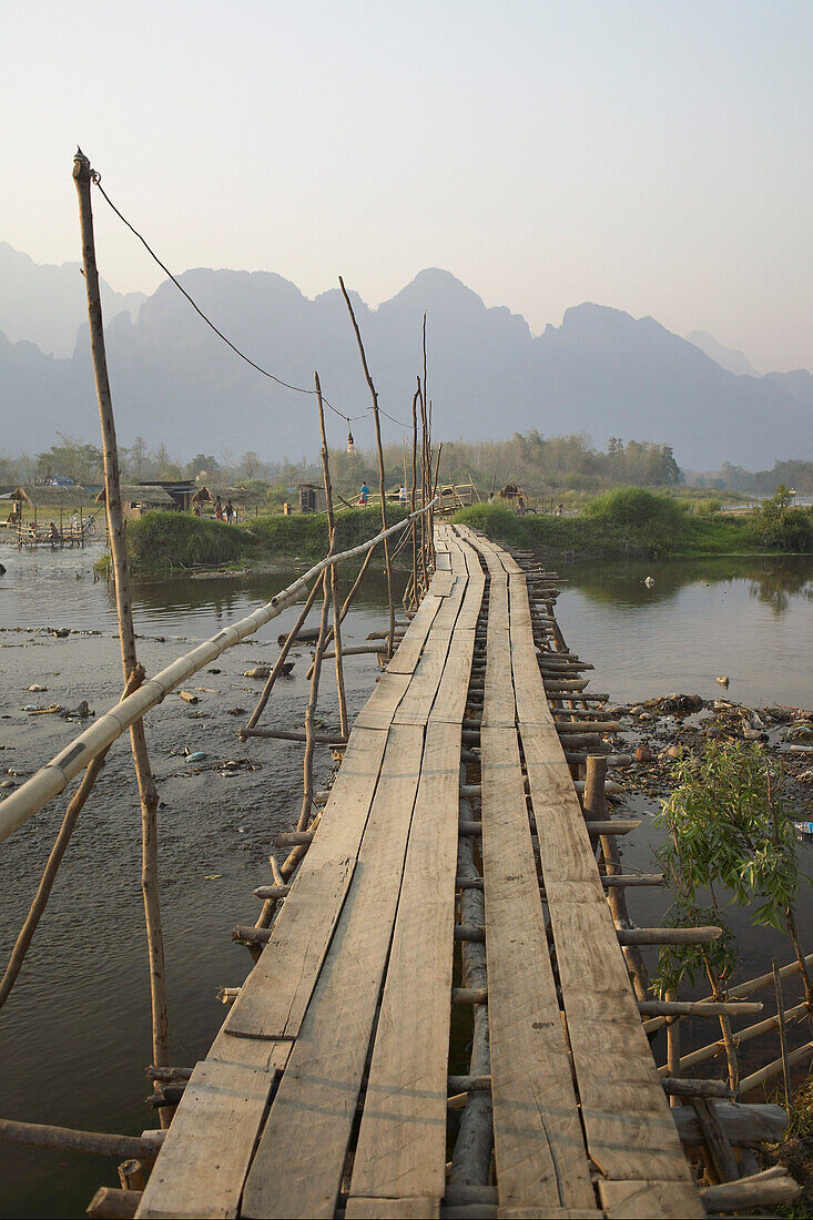 Bridge In Floating Village, Laos