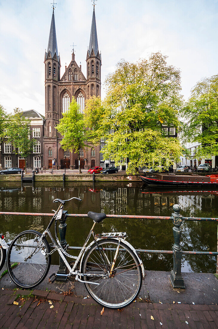 'Krijtberg Kerk located at the Singel canal; Amsterdam, Netherlands'