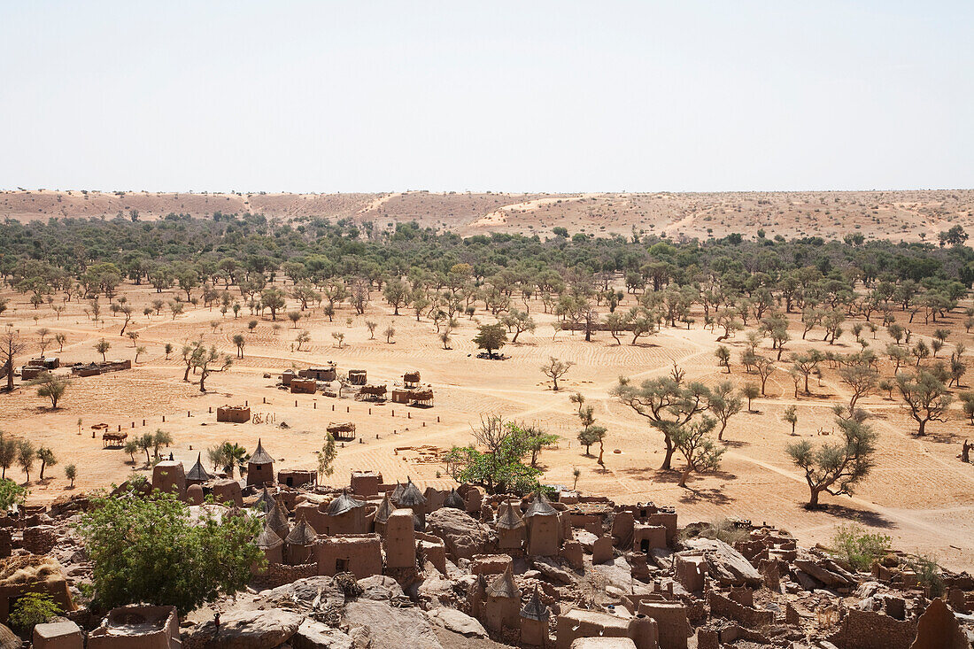 Sahel landscape as seen from the Bandiagara Escarpment in Irelli, Mali
