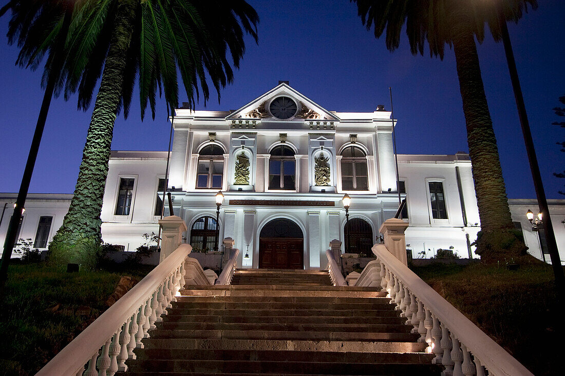 Naval And Maritime Museum At Night, Valparaiso, Valparaiso Region, Chile