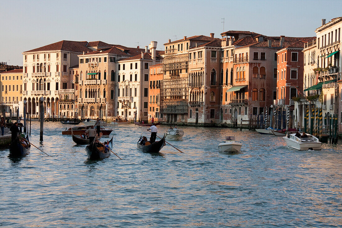 Gondolas On The Grand Canal, Venice, Italy