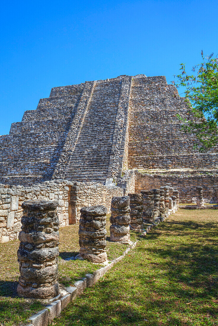 Castillo de Kukulcan, Mayapan, Mayan archaeological site, Yucatan, Mexico, North America