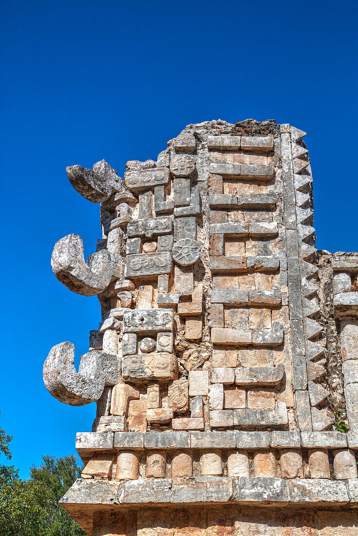 Chac Rain God masks, The Palace, Xlapak, Mayan archaeological site, Yucatan, Mexico, North America