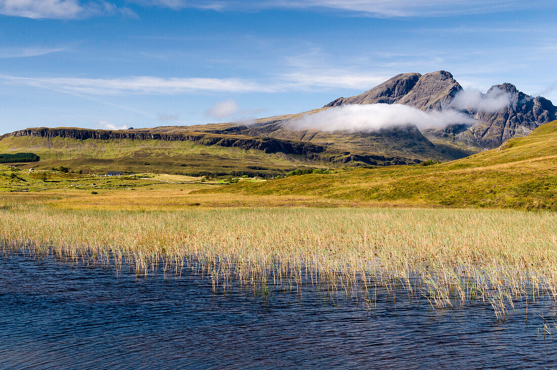 Loch Cill Chriosd near Broadford looking to Blaven and Red Cuillin on the Isle of Skye, Inner Hebrides, Scotland, United Kingdom, Europe