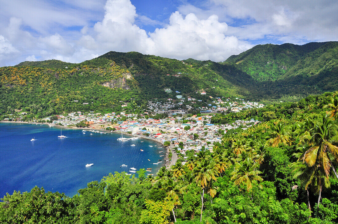 Blick auf Bucht mit Hauptstadt Castries, Meer, St. Lucia, Saint Lucia, Kleine Antillen, Westindische Inseln, Windward Islands, Antillen, Karibik, Mittelamerika