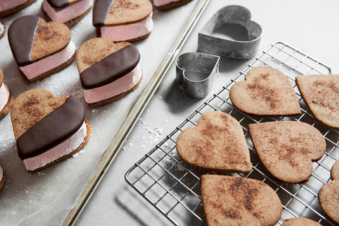 Heart-Shaped S'mores Dipped in Chocolate