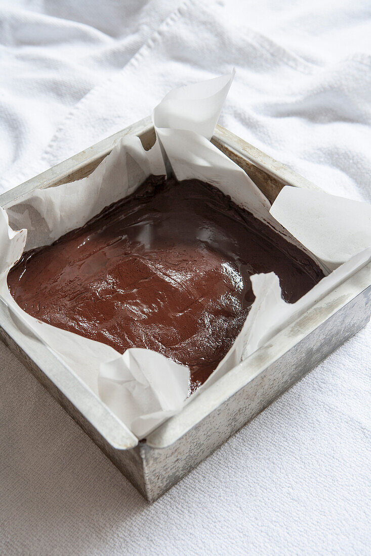 Melted Chocolate in Baking Tin
