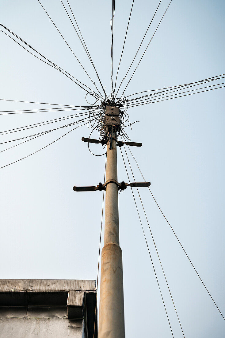 power pole at fishing village Tai O, Lantau Island, Hongkong, China, Asia