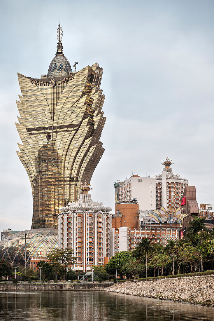 view towards many of Macao's Casinos, China, Asia