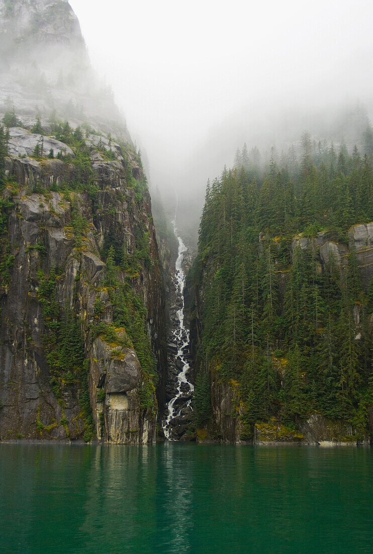 Waterfall In Tracy Arm Ford's Terror Wilderness In Tongass National Forest Southeast Alaska.