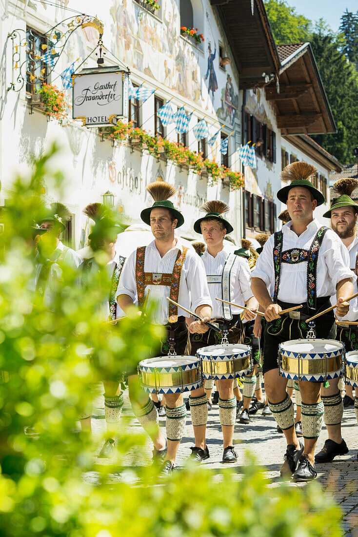 traditional prozession, Garmisch-Partenkirchen, Upper Bavaria, Bavaria, Germany