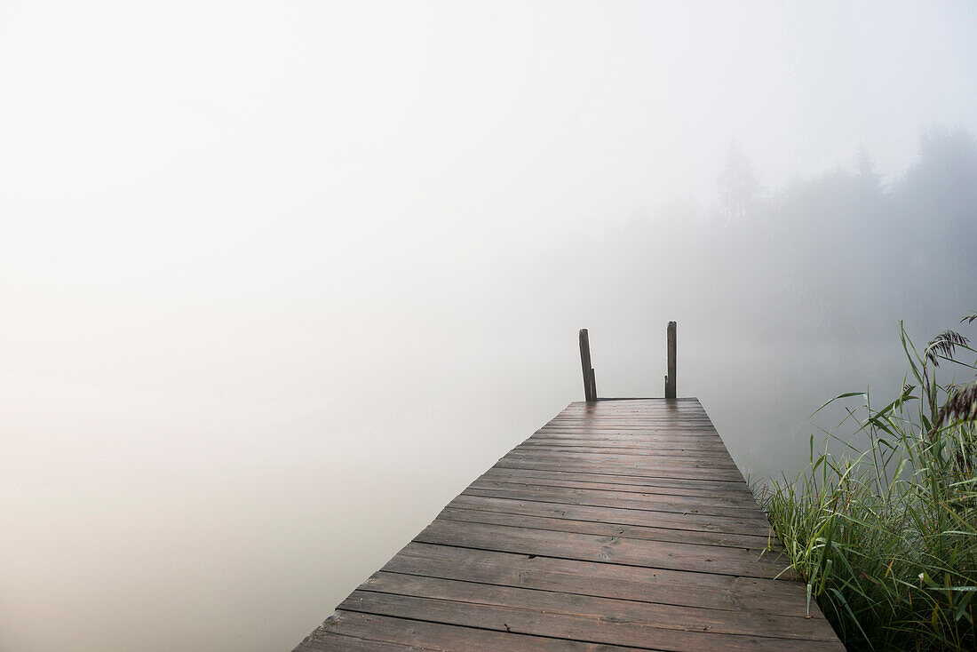 Sunrise at lake Geroldsee, Wagenbruechsee, Kruen, near Garmisch-Partenkirchen, Upper Bavaria, Bavaria, Germany