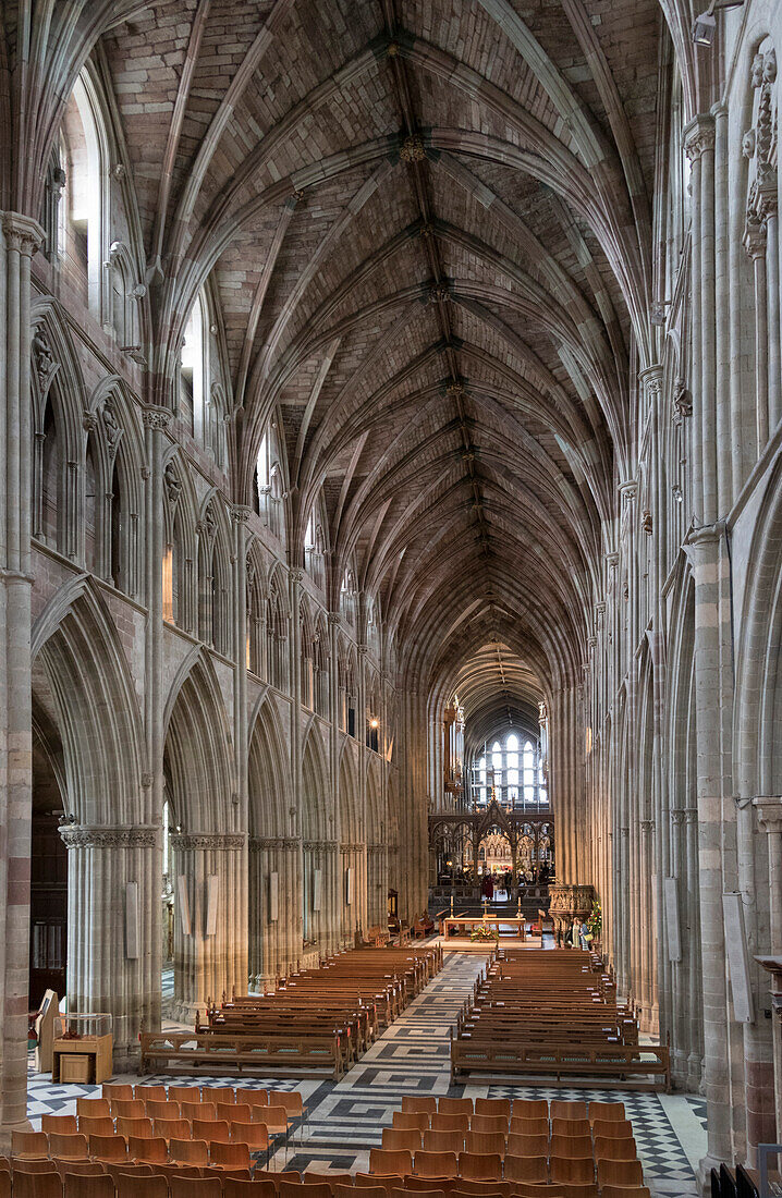 Interior looking East, Worcester Cathedral, Worcester, England, United Kingdom, Europe