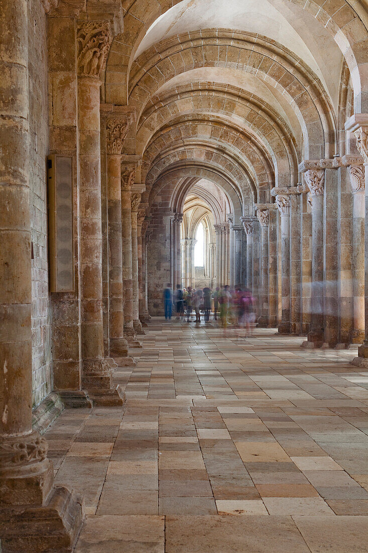 The interior of Saint Marie Madeleine abbey in Vezelay, Yonne, Burgundy, France, Europe