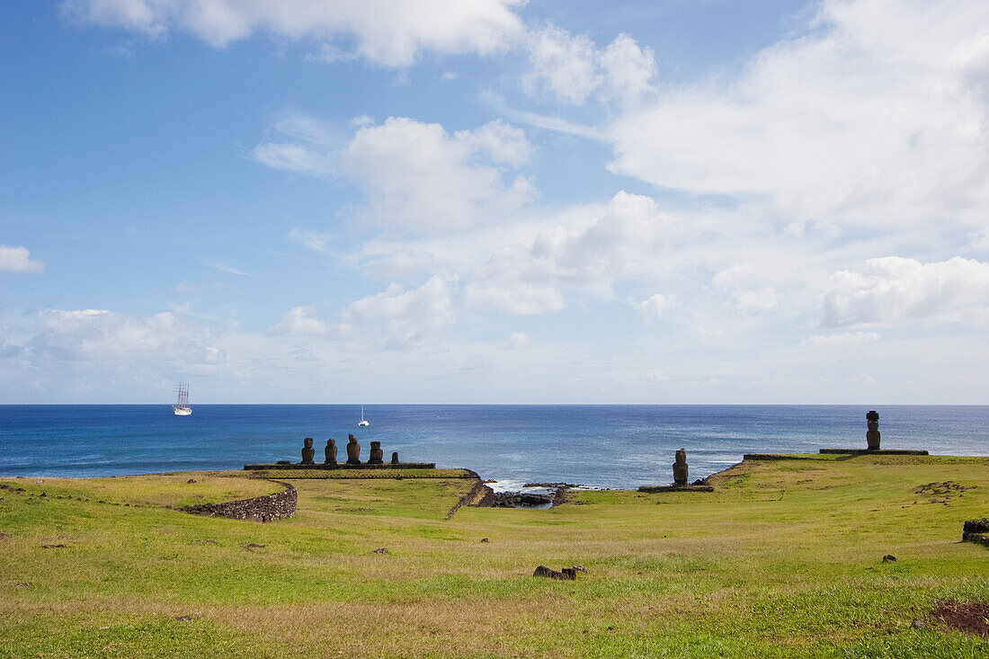 Ahu Vai Huri, Ahu Tahai & Ahu Ko Te Riku At The Tahai Ceremonial Complex, Rapa Nui Easter Island, Chile