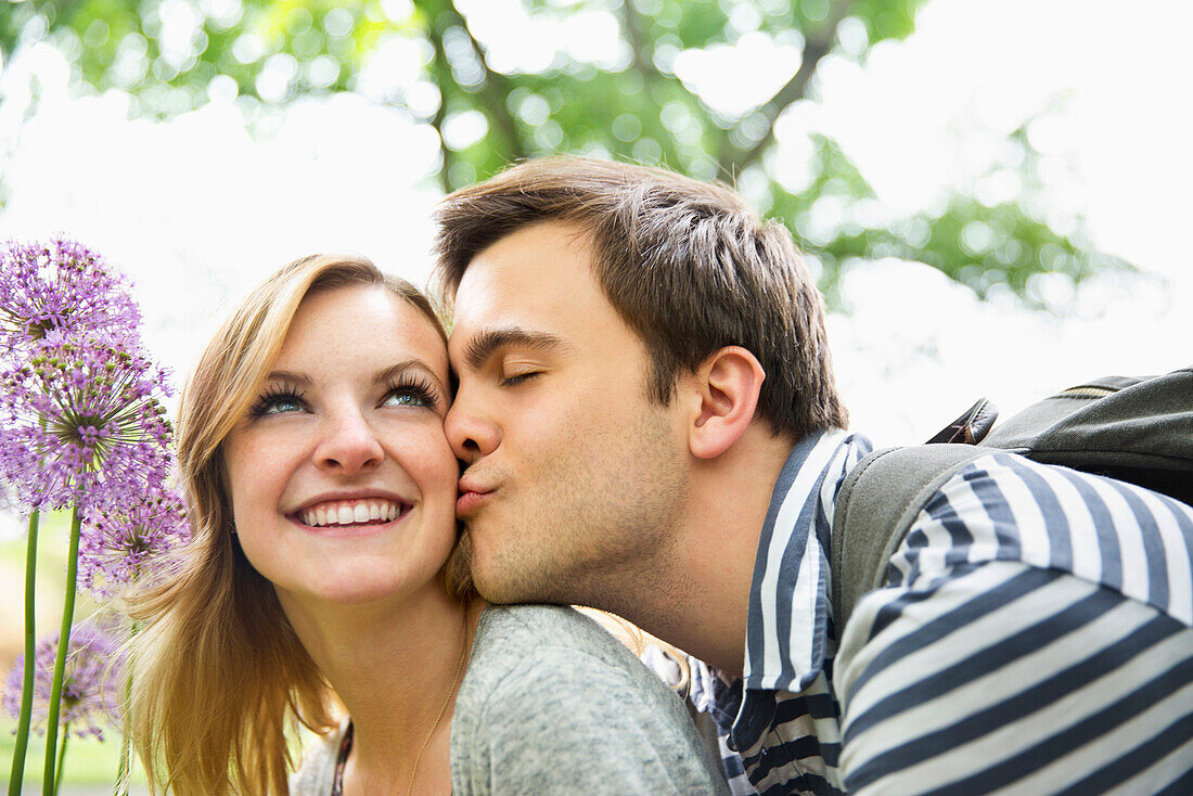 Caucasian couple kissing