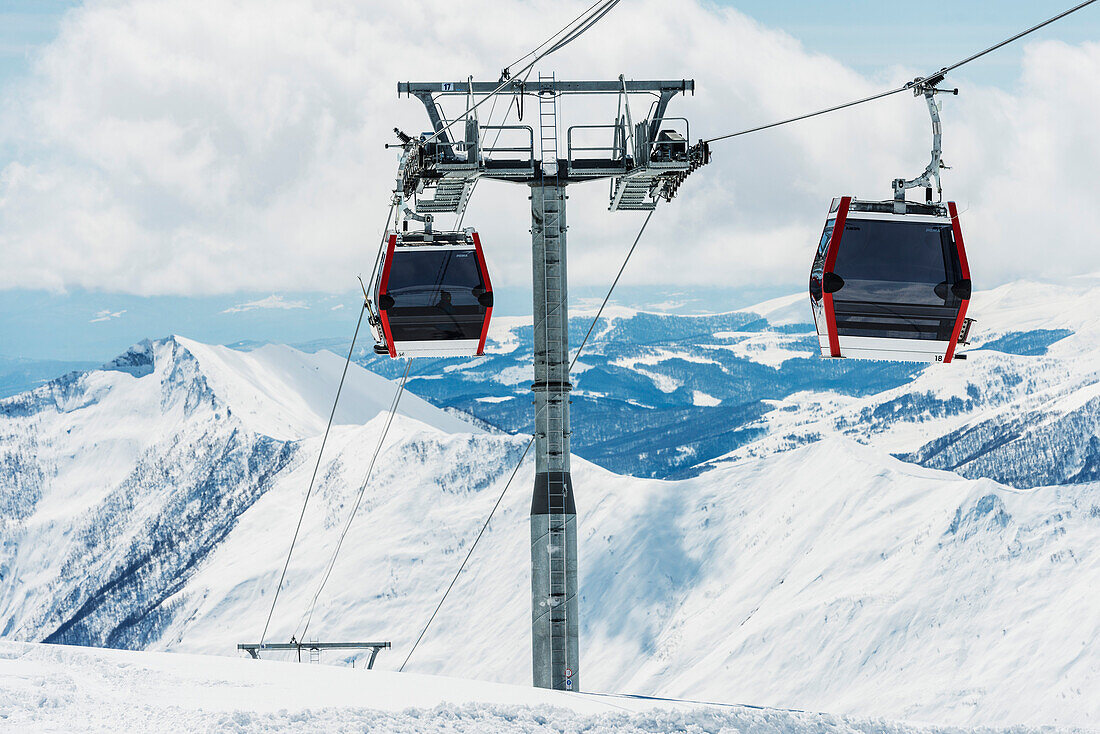 Gondola lift, Gudauri ski resort, Georgia, Caucasus region, Central Asia, Asia