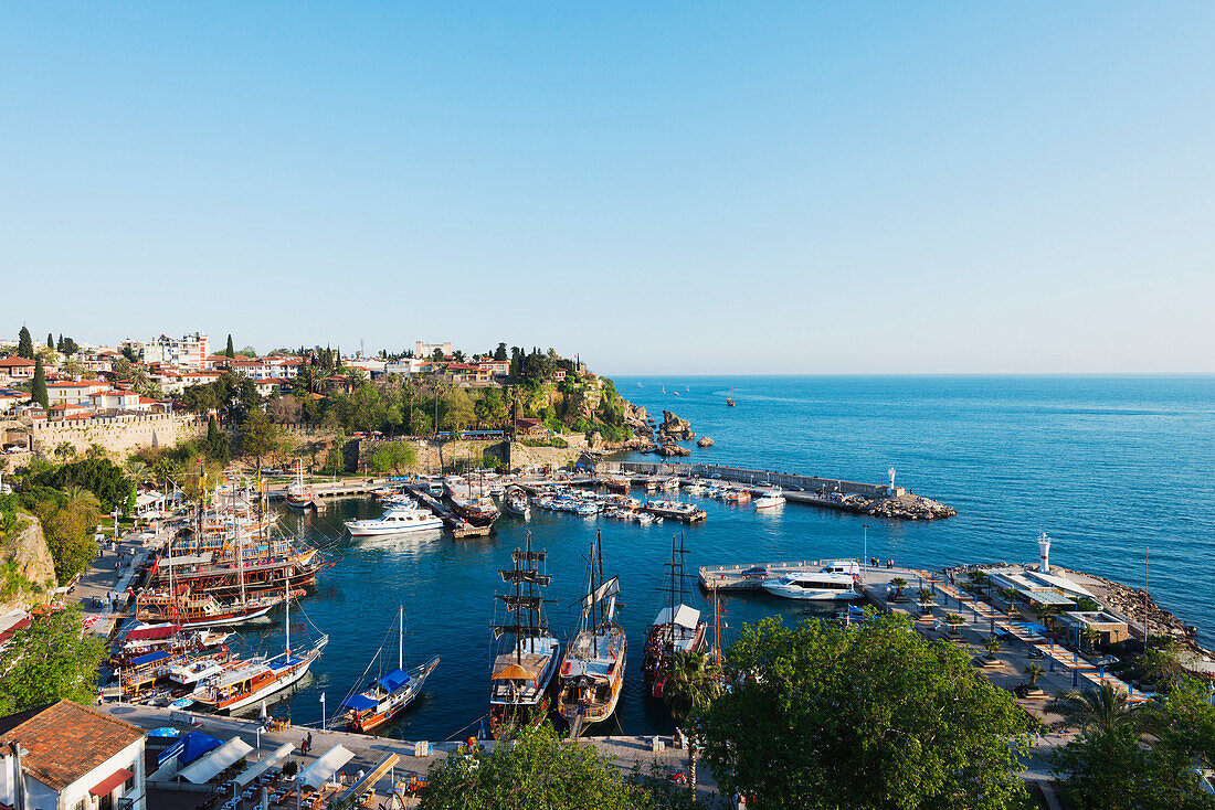 Antalya harbour, Pamphylia, Turquoise Coast, Mediterranean Region, Anatolia, Turkey, Asia Minor, Eurasia