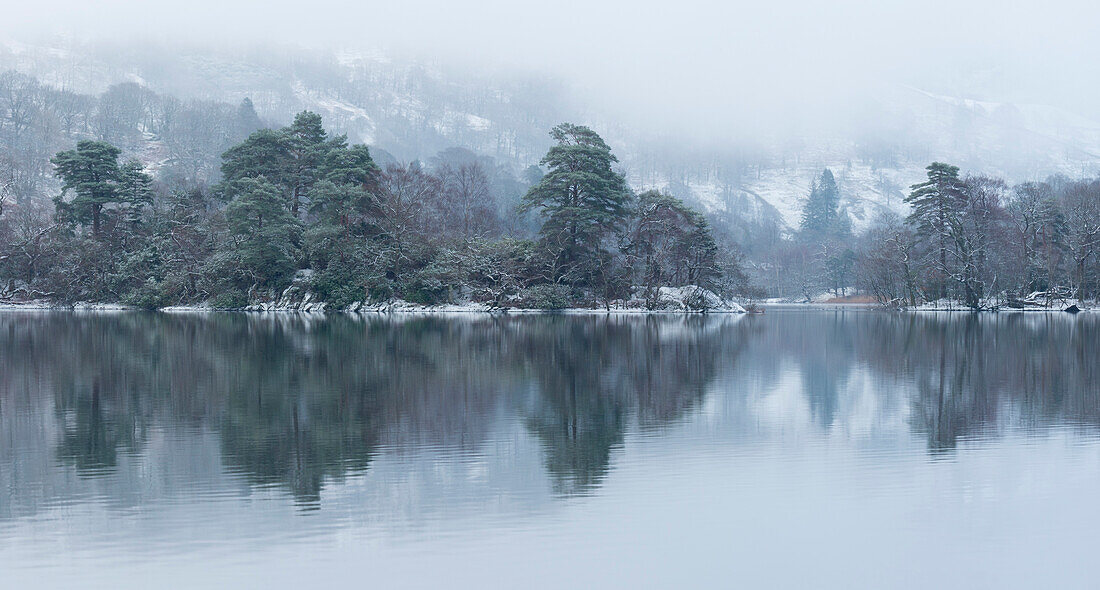 A winter scene from Rydal Water in the Lake District National Park, Cumbria, England, United Kingdom, Europe