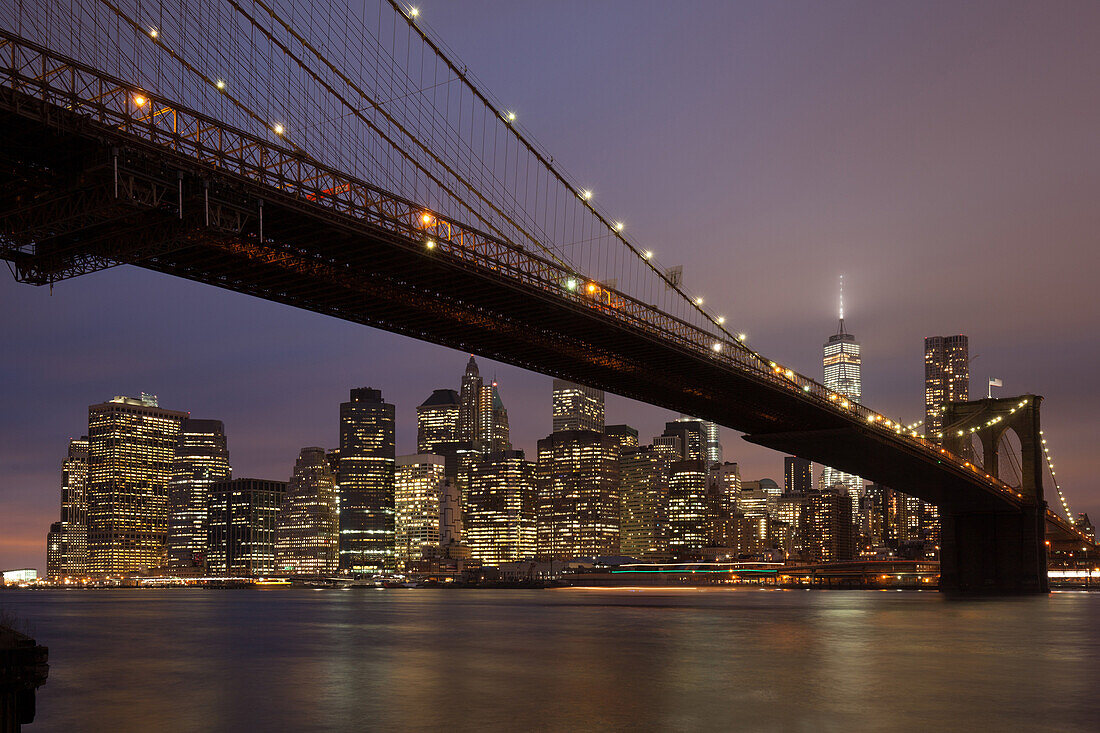 Brooklyn Bridge, Downtown, Neues World Trade Center, East River, Manhattan, New York, USA