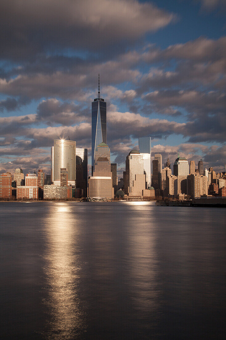 Hudson River, View to Downtown, new World Trade Center, World Financial Center, Manhattan, New York, USA