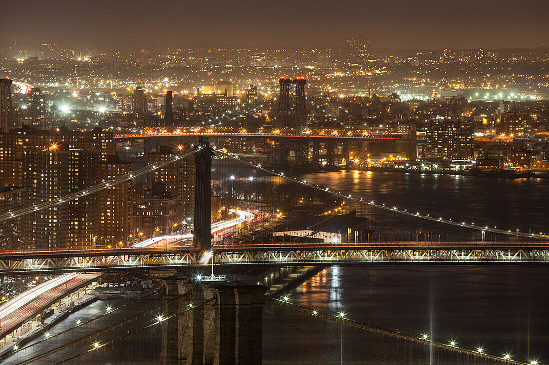 Brooklyn Bridge, Manhattan Bridge, Williamsburg Bridge, East River, New York, USA