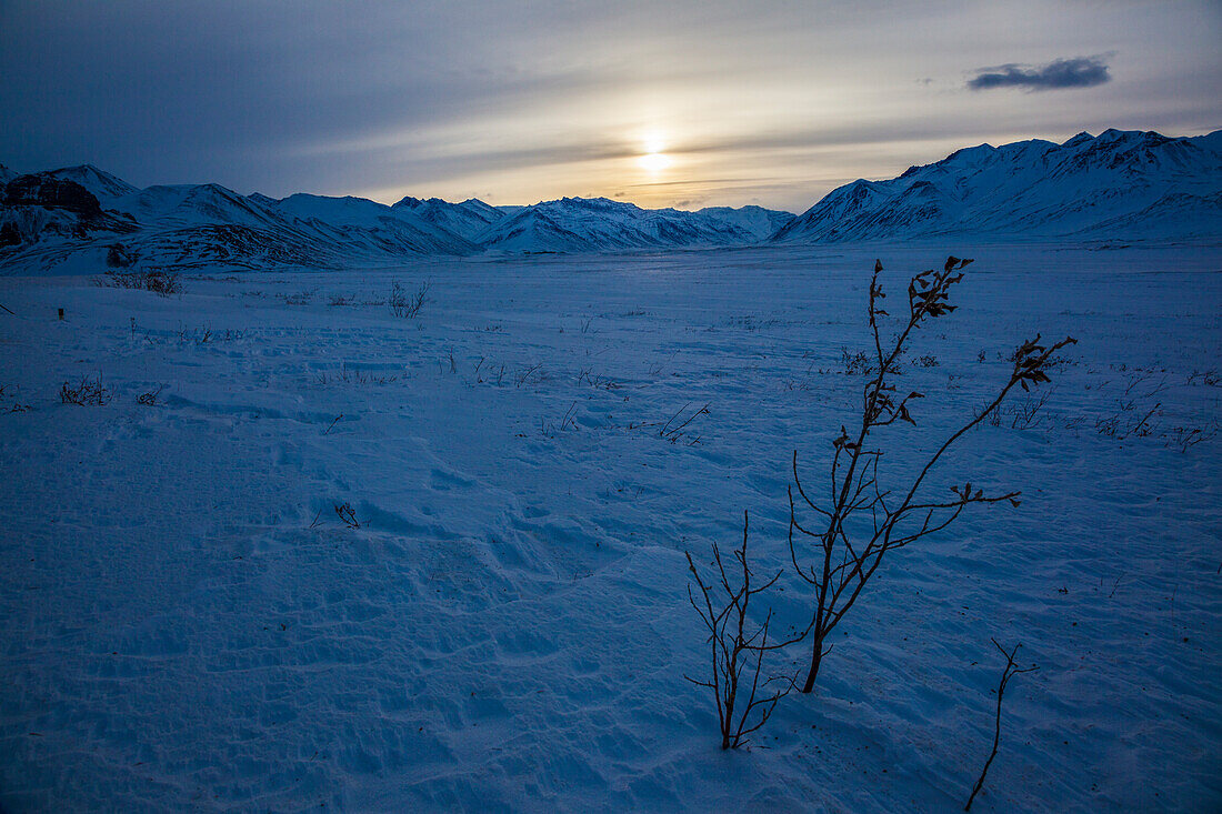 sunset in wintertime at Brooks Range, North Slope Borough, Alaska, USA