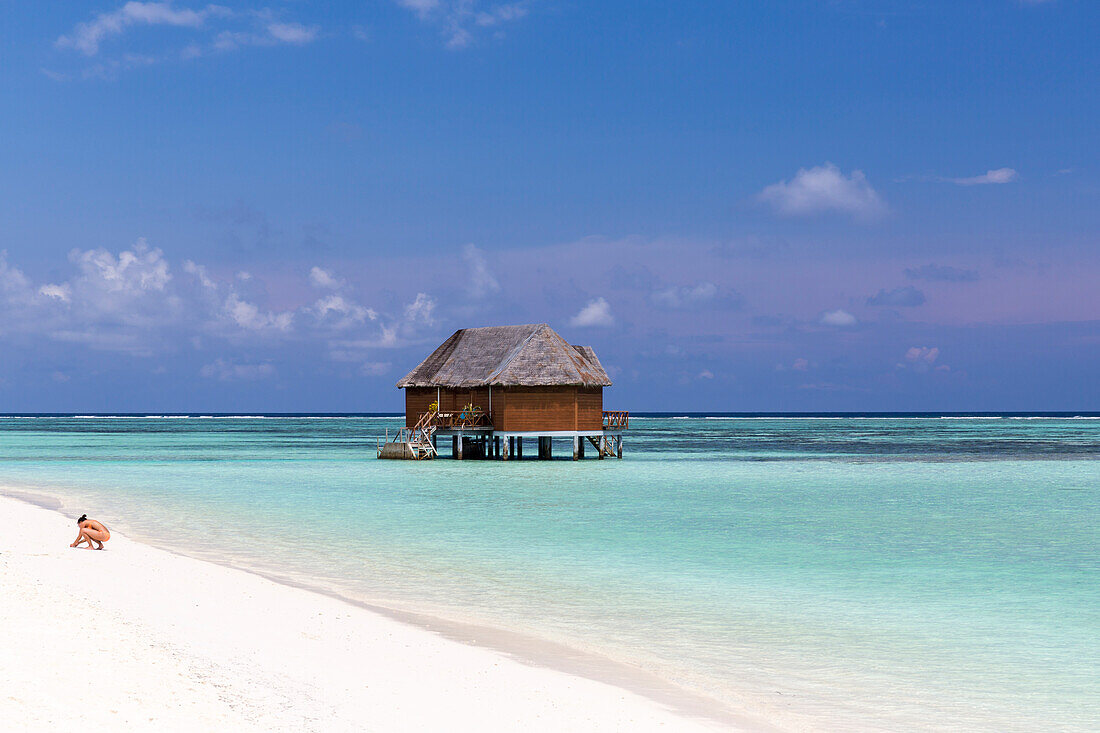 Honeymoon-Watervilla im Meeru Island Resort, Meerufenfushi, Nord-Male-Atoll, Malediven