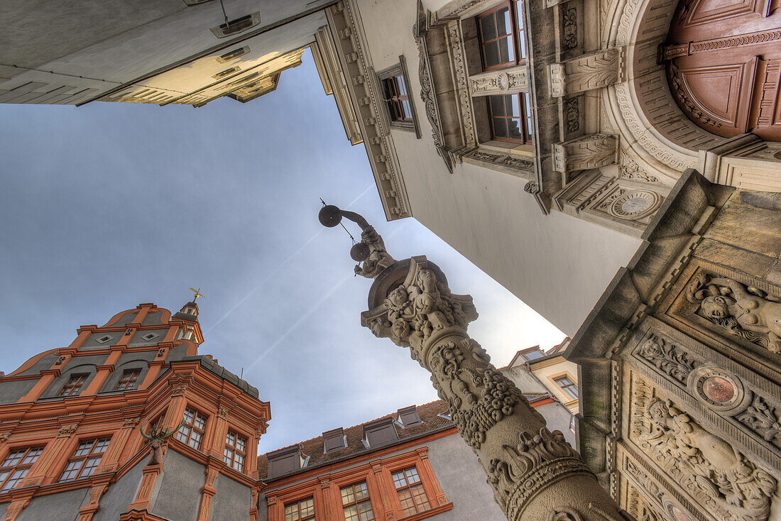 Schönhaus and Town Hall Tower in Görlitz. European City of Görlitz, Saxony, Germany