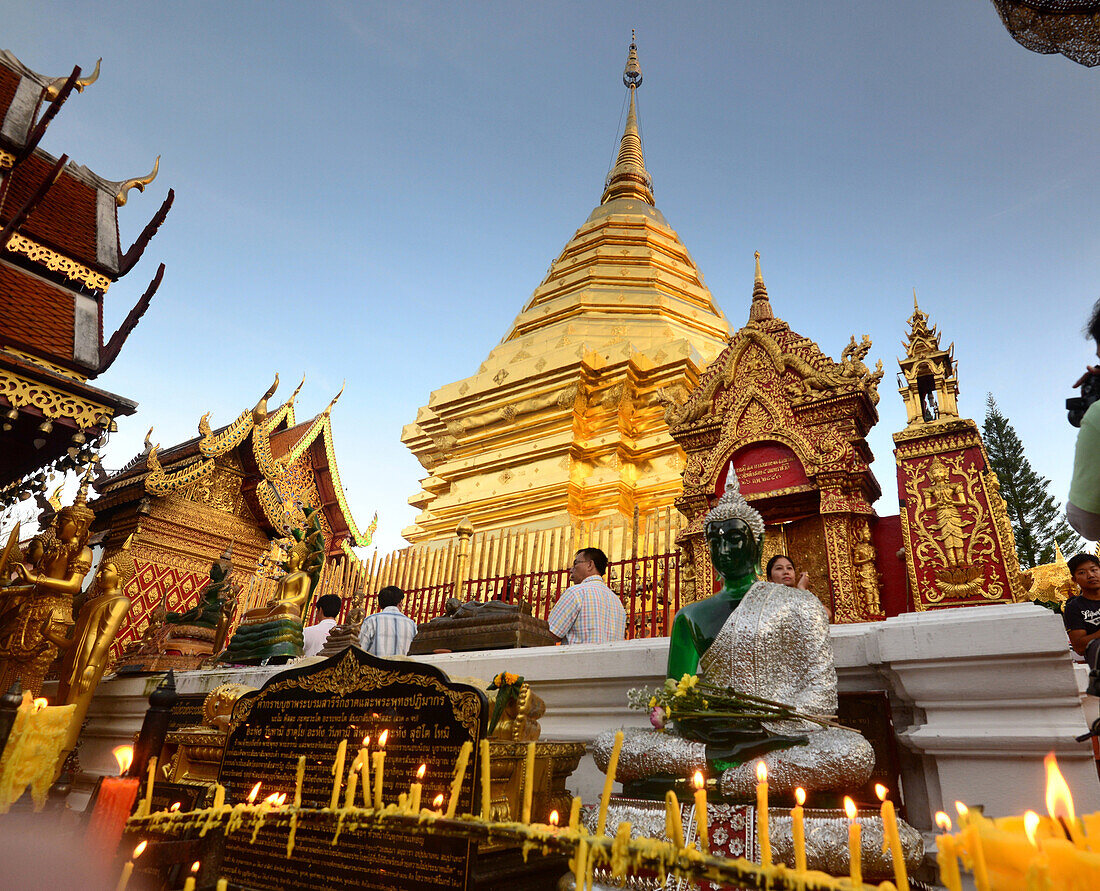 Temple of Doi Suthep over Chiang Mai, North-Thailand, Thailand, Asia